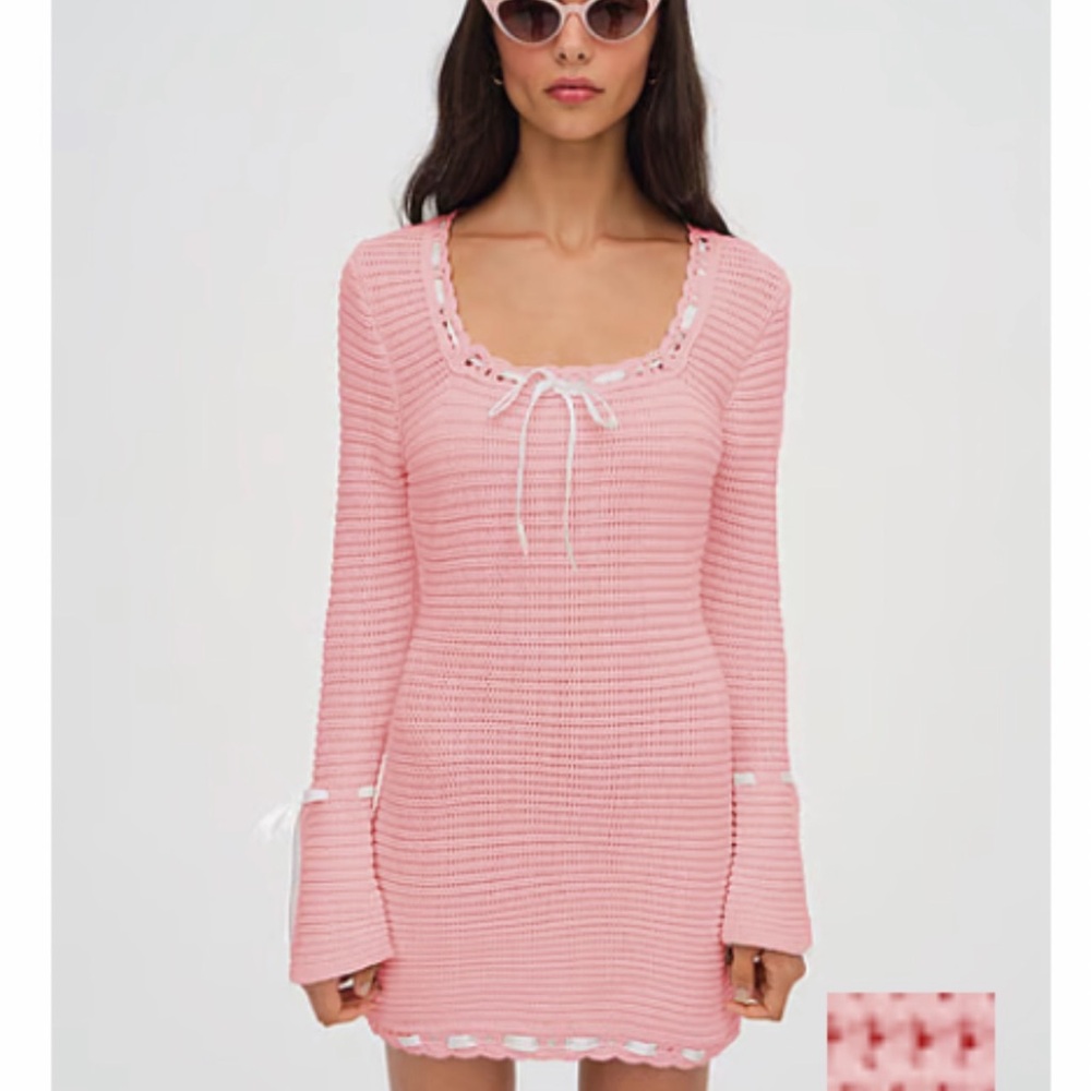 For Love And Lemons Blush Knit Mini Dress